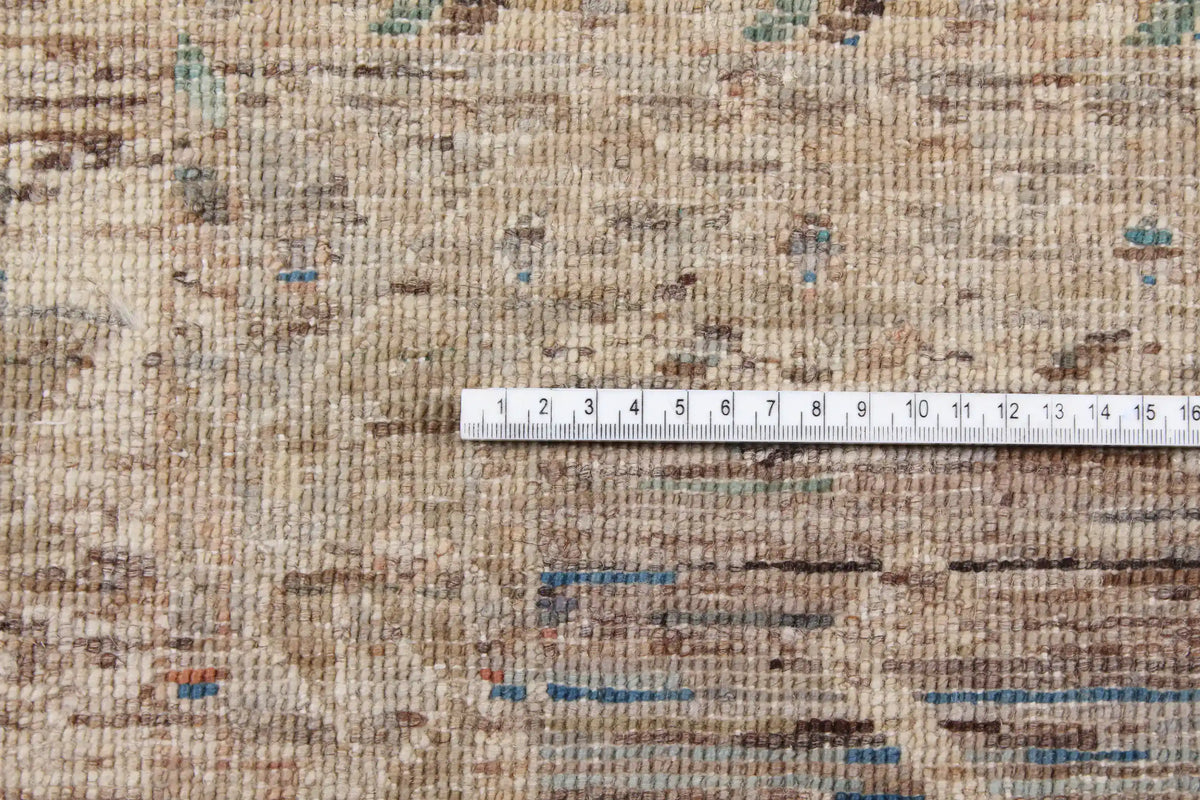Beiger Orientteppich mit blauer Rosette, 301 × 254 cm – Ansicht 6 des handgeknüpften Wollteppichs