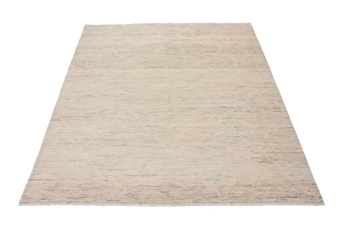 Beige Wool Rug with Fine Horizontal Patterning, 293 × 248 cm, view 2.