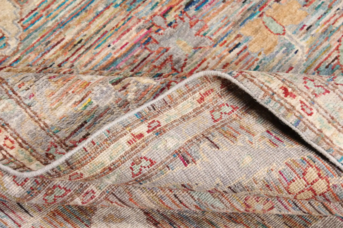 Afghan Rug with Red Rosettes & Ornamental Border, 295 × 247 cm, view 4.
