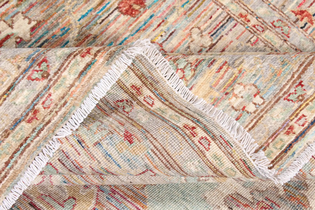 Afghan Rug with Red Rosettes & Ornamental Border, 295 × 247 cm, view 6.