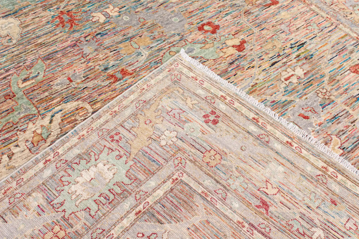 Afghan Rug with Red Rosettes & Ornamental Border, 295 × 247 cm, view 8.