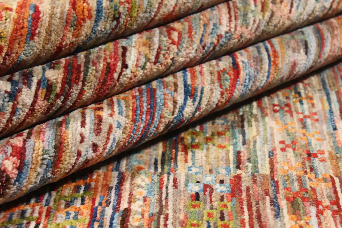 Berjasta Rug with Fine Rust & Gold Rows, 340 × 250 cm, view 9.