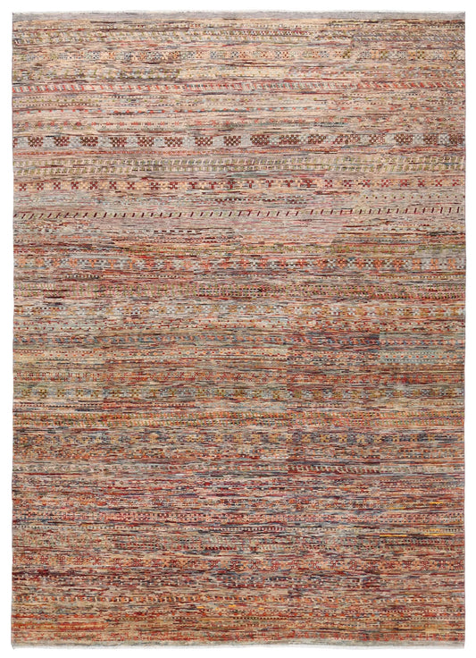 Berjasta-Teppich mit feinen Reihen in Rost und Gold, 340 × 250 cm – Gesamtansicht