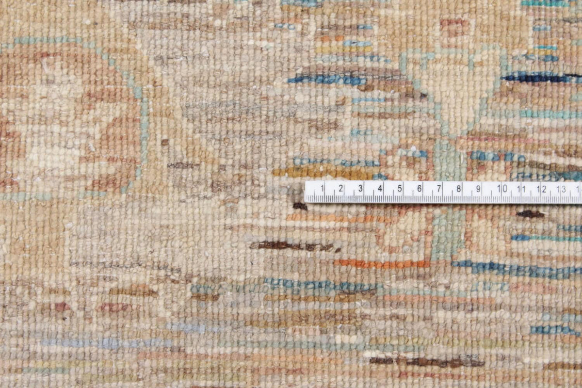 Heller Wollteppich mit pastellblauen Blattornamenten, 301 × 246 cm – weitere Ansicht 6