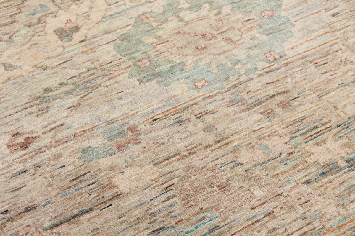 Orientteppich mit mintgrünen Rosetten auf Beige, 293 × 250 cm, weitere Ansicht 4