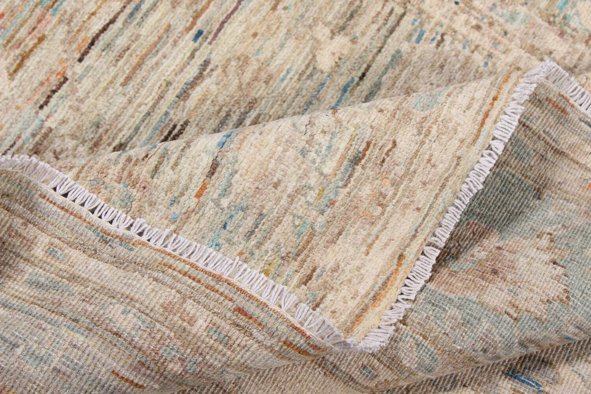 Orientteppich mit mintgrünen Rosetten auf Beige, 293 × 250 cm, weitere Ansicht 8