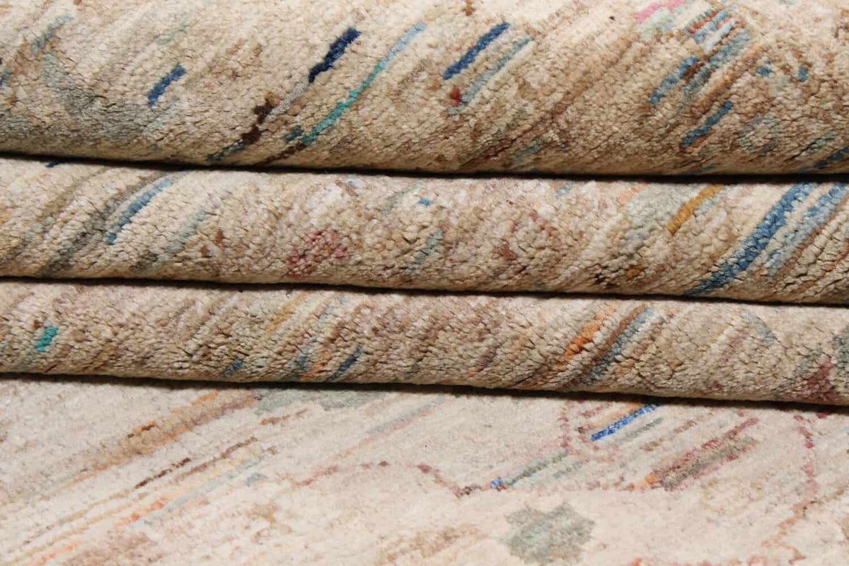 Orientteppich mit mintgrünen Rosetten auf Beige, 293 × 250 cm, weitere Ansicht 9