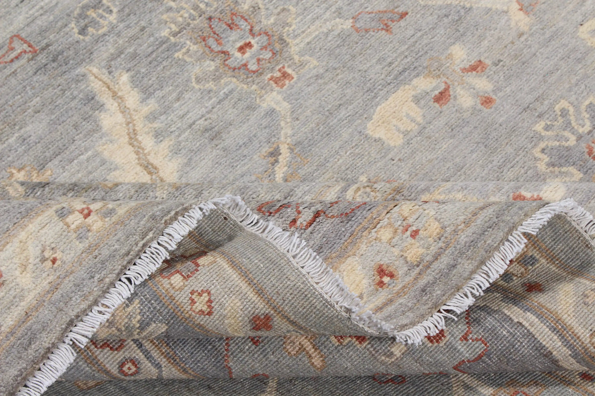Oushak Rug with Light Flowers & Rust Accents, 395 × 304 cm, view 9.