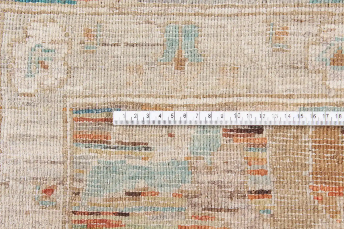 Cream Afghan Rug with Golden Beige Flowers, 356 × 263 cm, view 4.