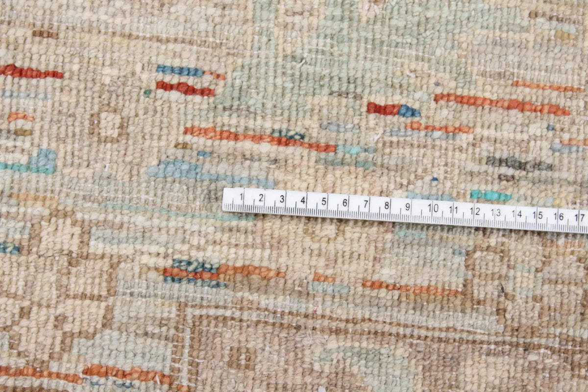 Light Afghan Rug with Blue Rosettes & Border, 297 × 250 cm, view 7.