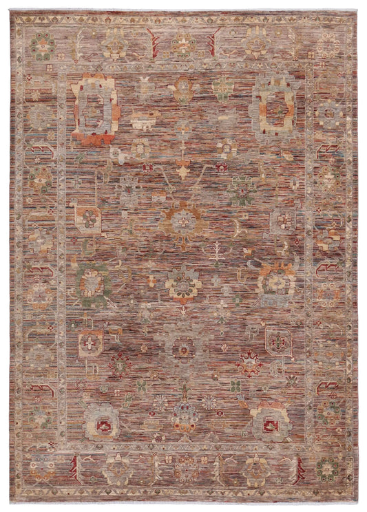 Orientteppich in Rost und Blau mit feinem Blütenmuster, 358 × 255 cm – Gesamtansicht