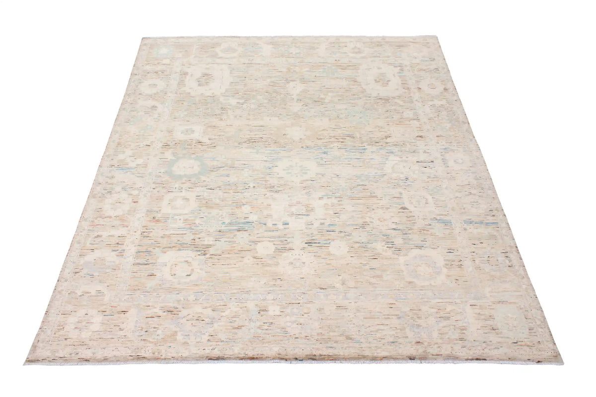 Cremegrauer Orientteppich mit großen Blüten, 293 × 250 cm – Ansicht 2 des handgeknüpften Wollteppichs