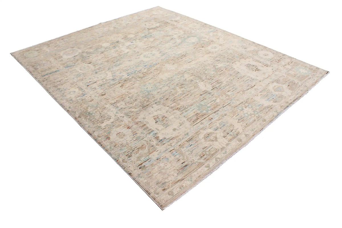 Cremegrauer Orientteppich mit großen Blüten, 293 × 250 cm – Ansicht 3 des handgeknüpften Wollteppichs