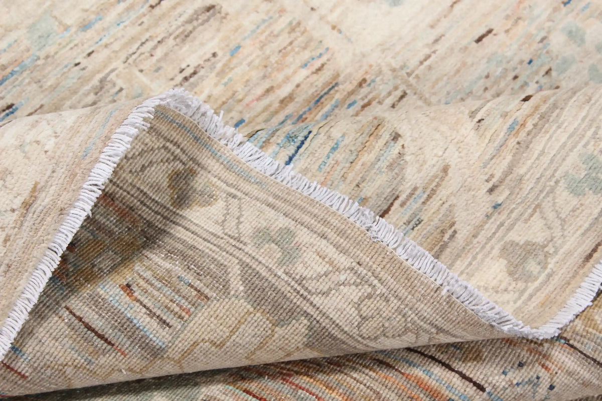 Cremegrauer Orientteppich mit großen Blüten, 293 × 250 cm – Ansicht 5 des handgeknüpften Wollteppichs