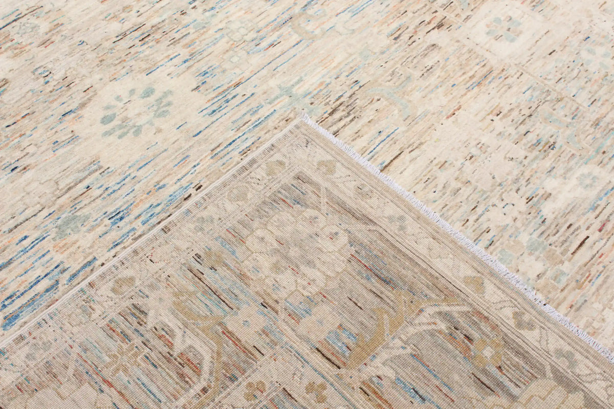 Cremegrauer Orientteppich mit großen Blüten, 293 × 250 cm – Ansicht 6 des handgeknüpften Wollteppichs