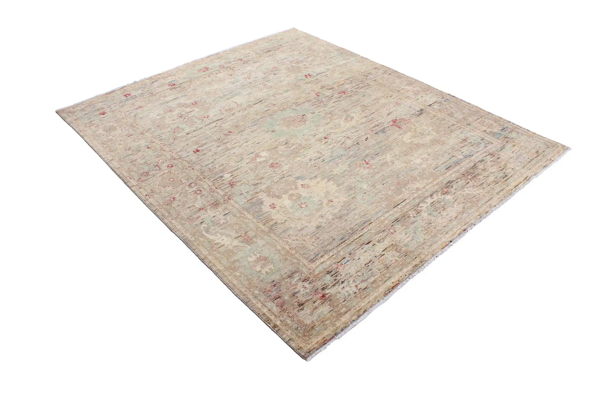 Gray Wool Rug with Small Red Flowers, 293 × 245 cm, view 3.