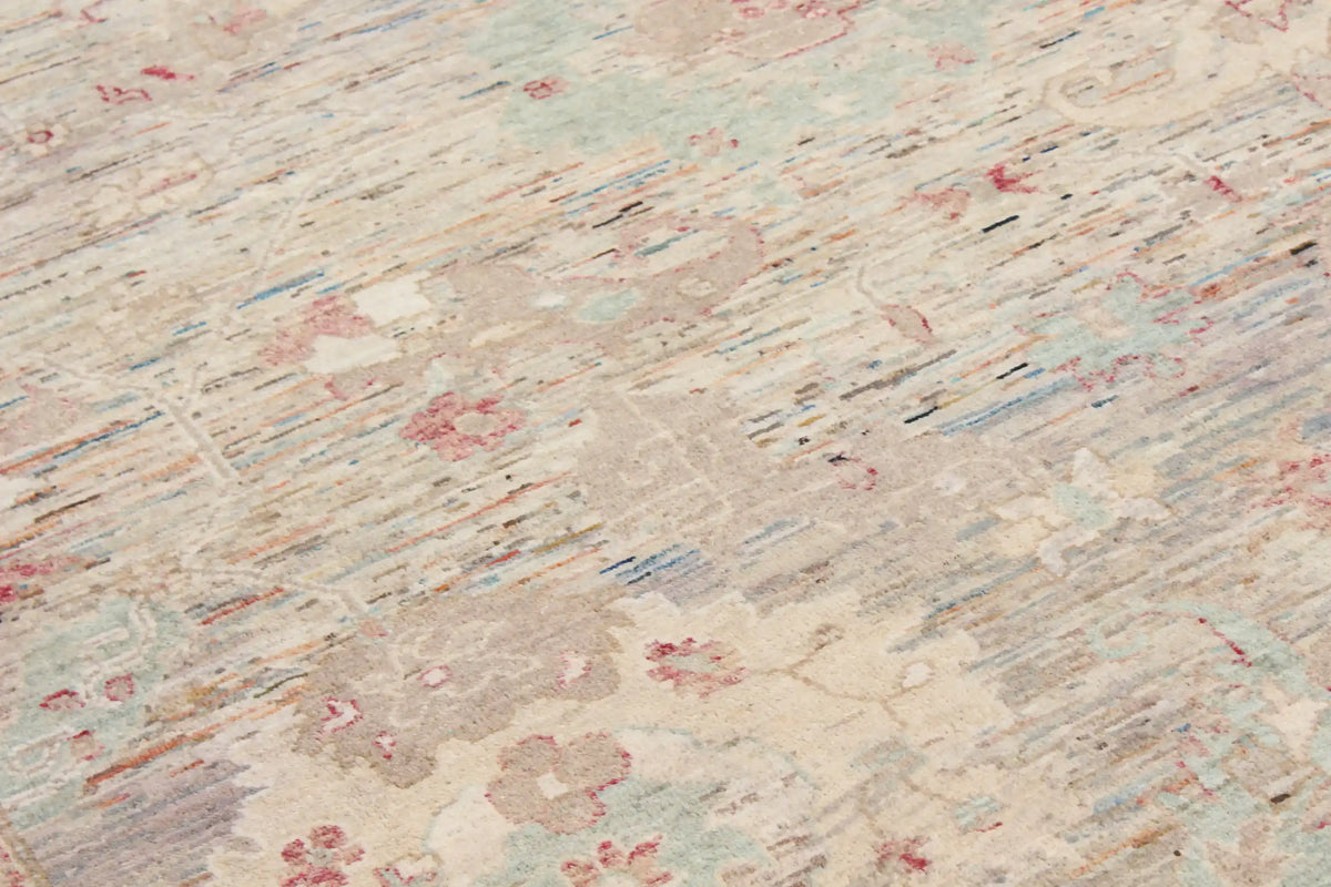 Gray Wool Rug with Small Red Flowers, 293 × 245 cm, view 4.