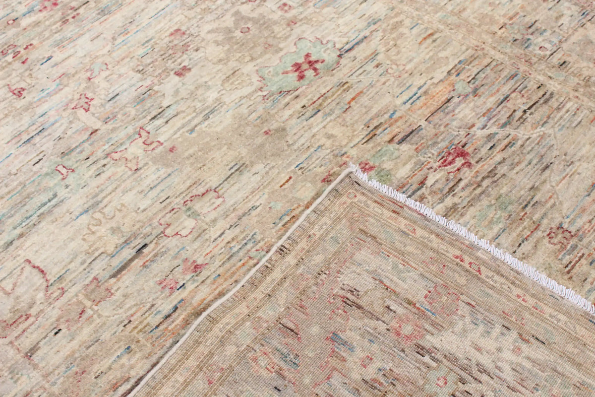 Gray Wool Rug with Small Red Flowers, 293 × 245 cm, view 5.