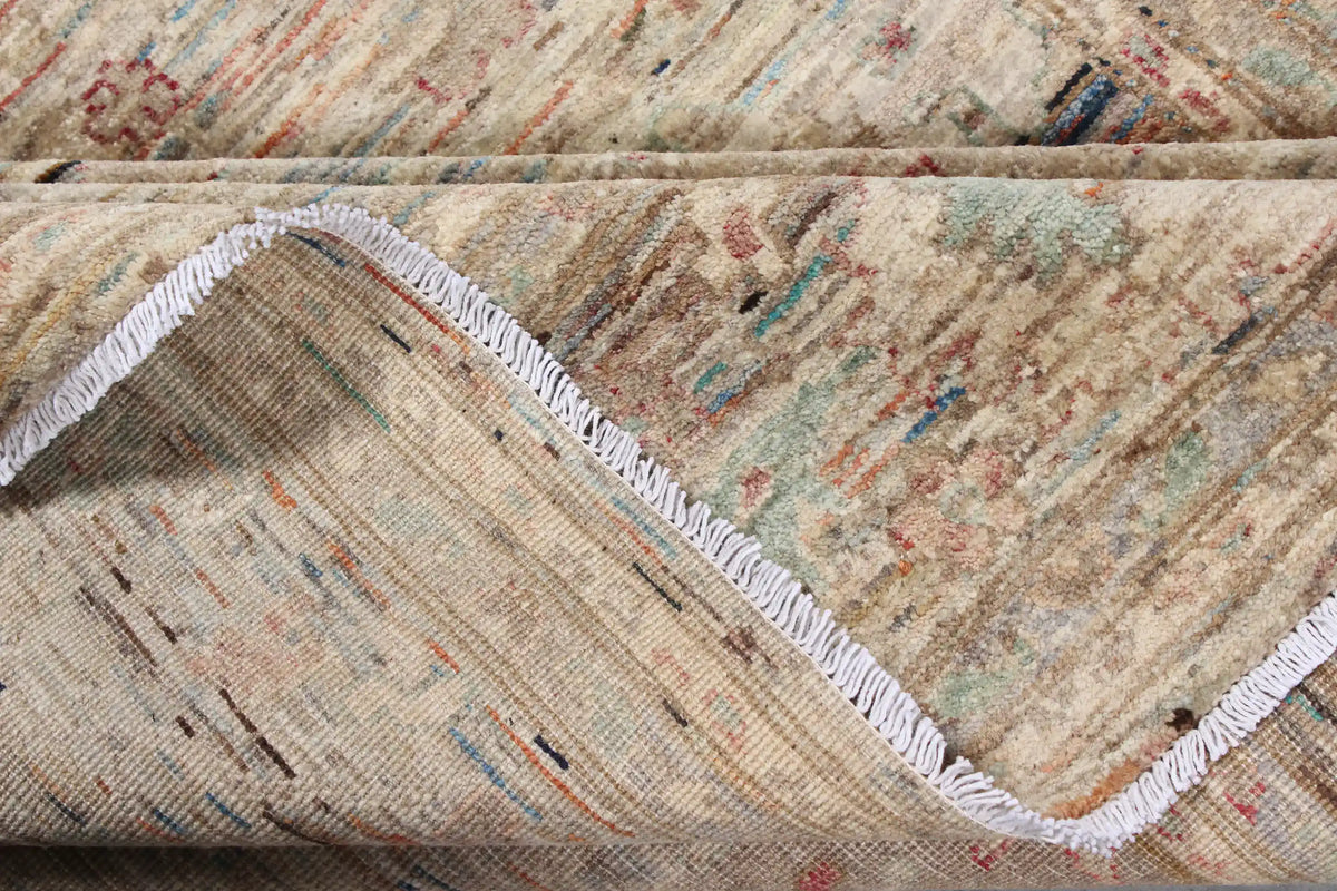 Gray Wool Rug with Small Red Flowers, 293 × 245 cm, view 8.