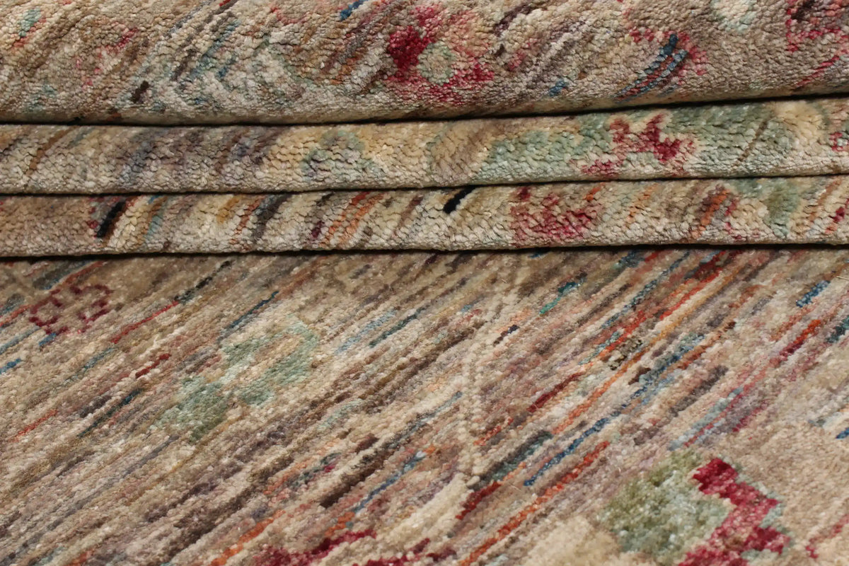 Gray Wool Rug with Small Red Flowers, 293 × 245 cm, view 9.