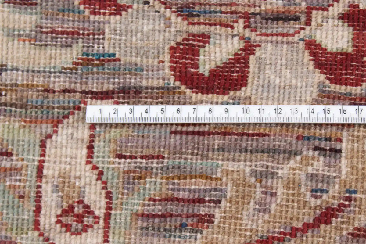 Orientteppich in Rot und Grau mit großen Blüten, 343 × 254 cm – Ansicht 4 des handgeknüpften Wollteppichs