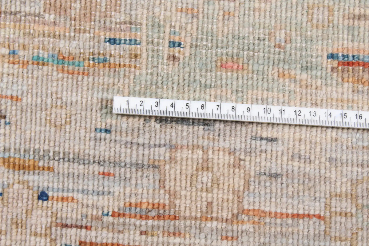 Cremefarbener Orientteppich mit grünen Blüten, 293 × 249 cm – Ansicht 9 des handgeknüpften Wollteppichs