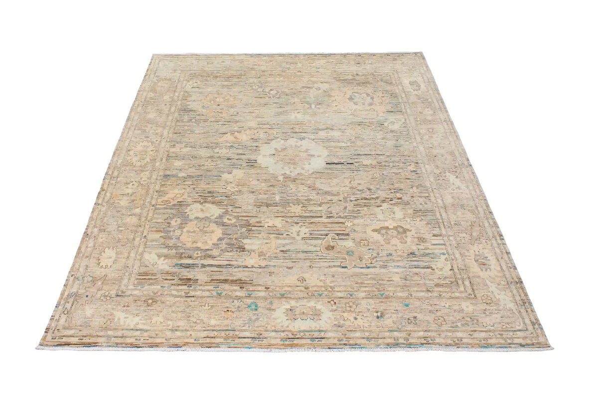 Light Afghan Rug with Fine Flowers & Border, 302 × 250 cm, view 2.