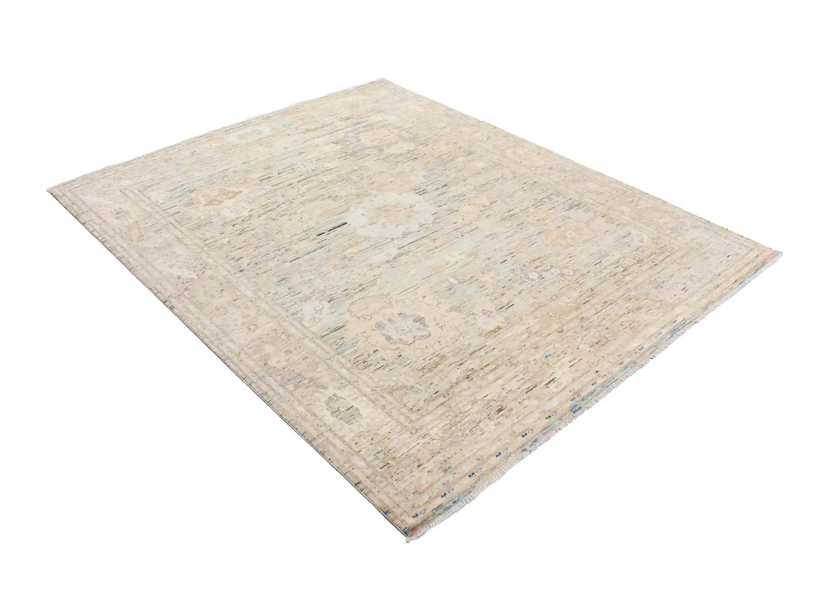 Light Afghan Rug with Fine Flowers & Border, 302 × 250 cm, view 3.