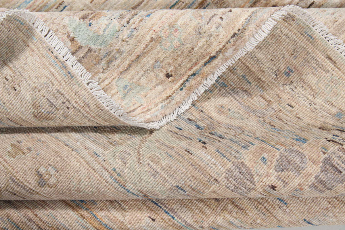 Cream Afghan Rug with Soft Ornamentation, 344 × 256 cm, view 8.