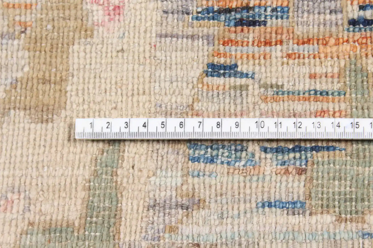 Hellgrauer Wollteppich mit cremefarbenen Rosetten, 355 × 263 cm – Ansicht 6 des handgeknüpften Wollteppichs
