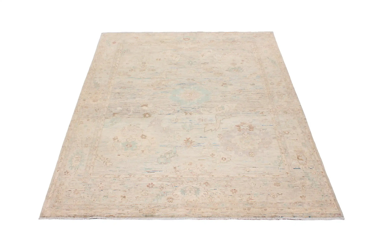 Light Wool Rug with Beige Floral Detail, 286 × 240 cm, view 2.