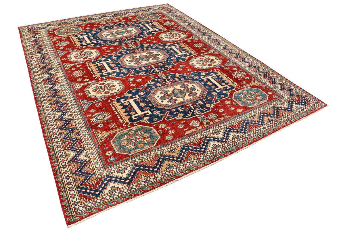 Super-Kazak-Teppich in Rot mit drei blauen Medaillons, 310 × 248 cm – weitere Ansicht 2