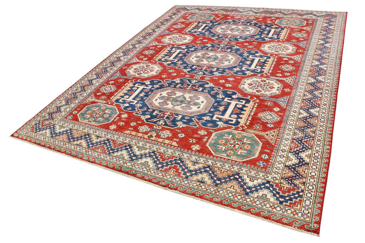 Super-Kazak-Teppich in Rot mit drei blauen Medaillons, 310 × 248 cm – weitere Ansicht 3