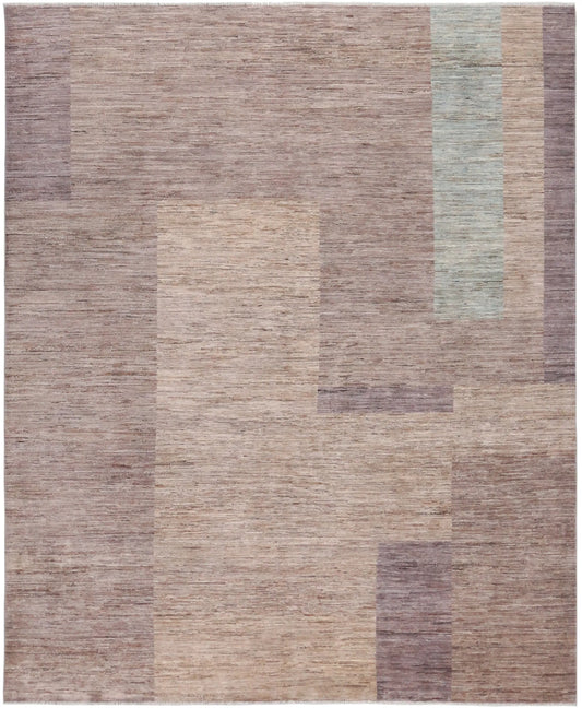 Orientteppich in Rosébeige mit breiten Streifen, 301 × 249 cm – Gesamtansicht