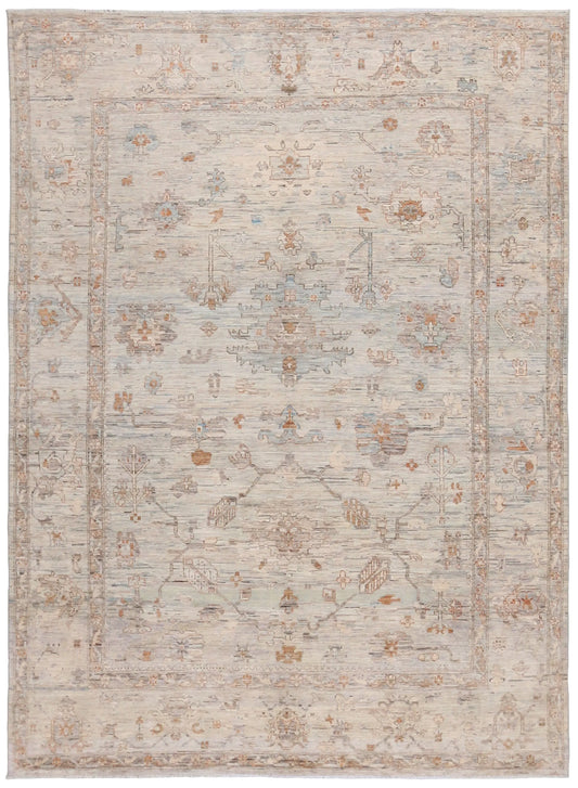 Orientteppich in Creme mit rostfarbenen Blüten und Bordüre, 339 × 250 cm – Gesamtansicht
