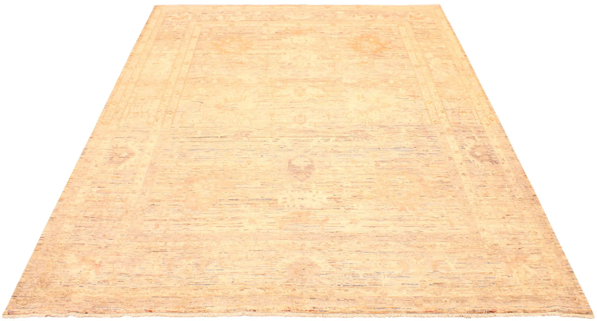 Golden Beige Afghan Rug with Abstract Floral Motifs, 367 × 304 cm, view 2.