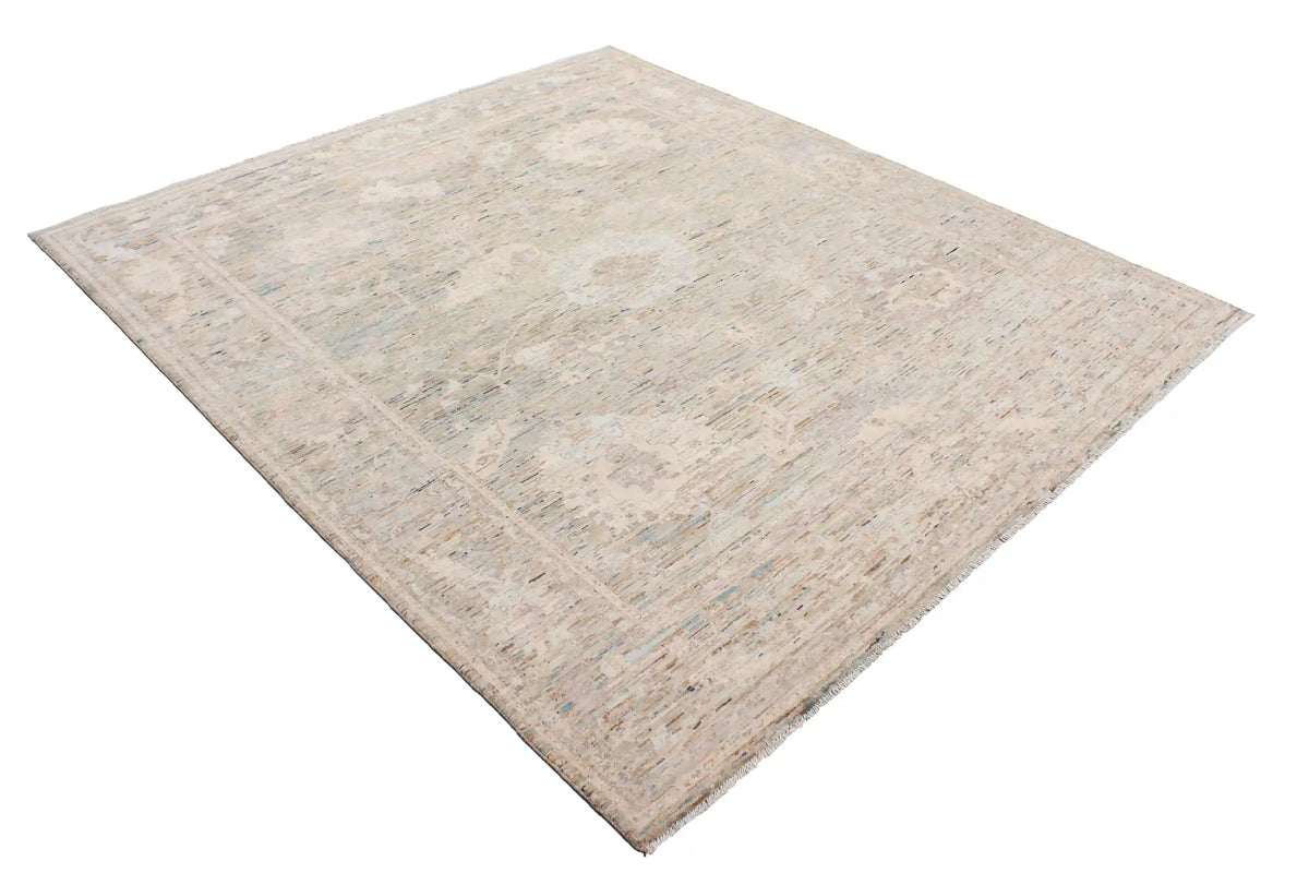 Heller Orientteppich mit großen grauen Blüten, 284 × 248 cm – Ansicht 3 des handgeknüpften Wollteppichs