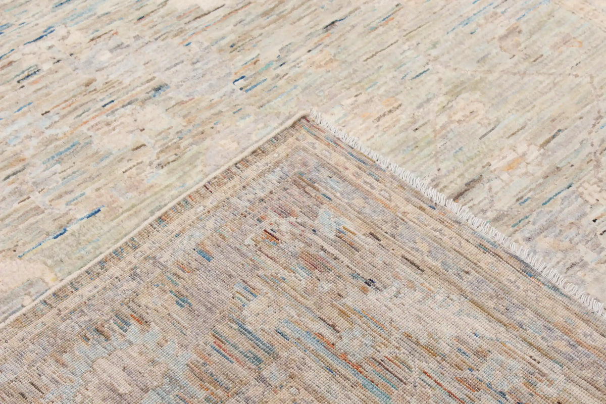 Heller Orientteppich mit großen grauen Blüten, 284 × 248 cm – Ansicht 6 des handgeknüpften Wollteppichs