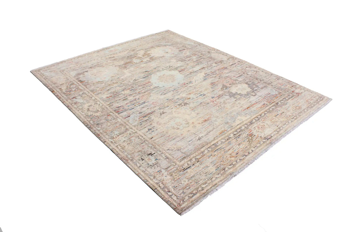 Grauer Orientteppich mit hellen Blüten, 298 × 246 cm – Ansicht 3 des handgeknüpften Wollteppichs