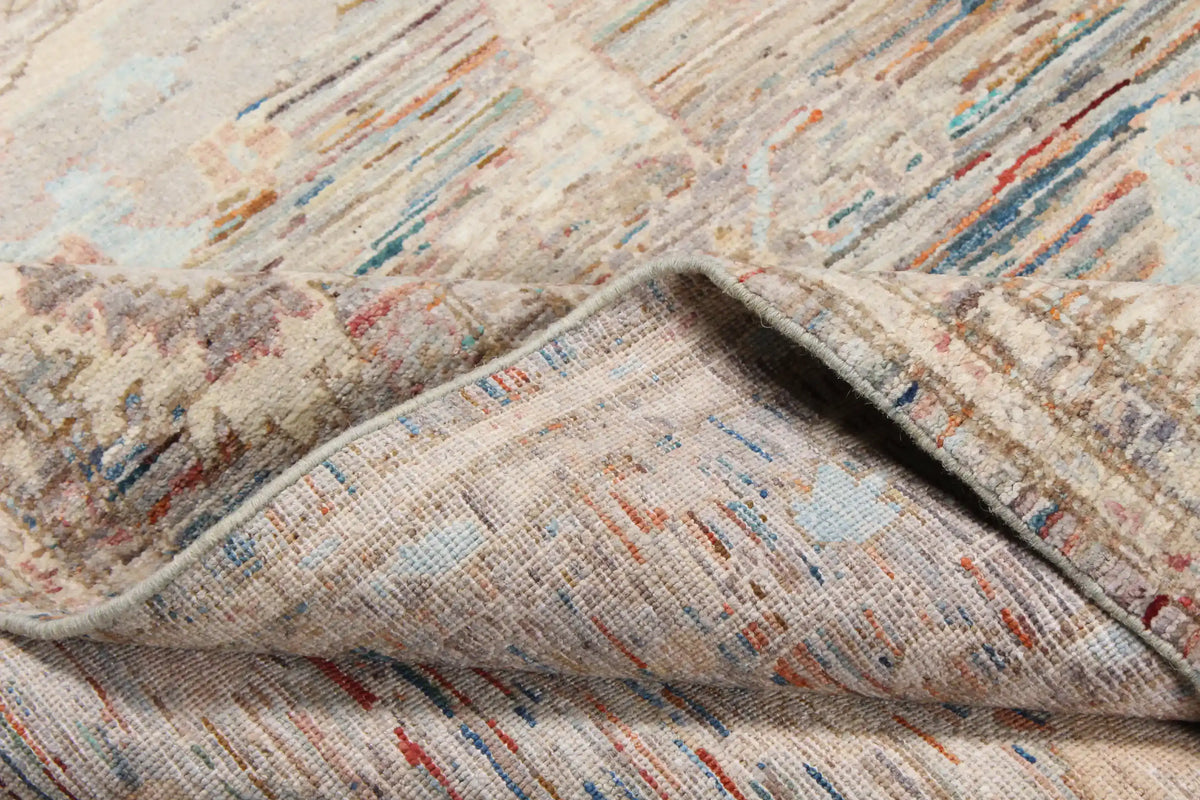 Grauer Orientteppich mit hellen Blüten, 298 × 246 cm – Ansicht 7 des handgeknüpften Wollteppichs