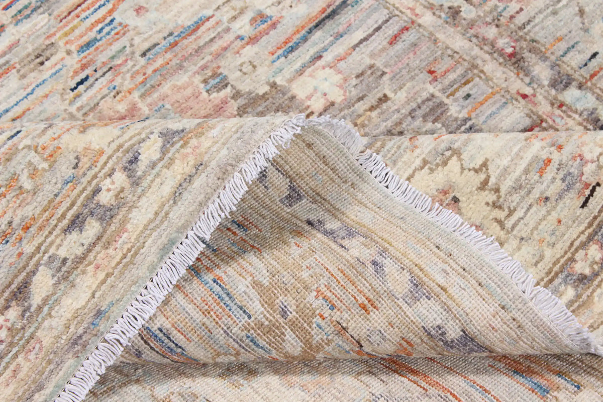 Grauer Orientteppich mit hellen Blüten, 298 × 246 cm – Ansicht 8 des handgeknüpften Wollteppichs