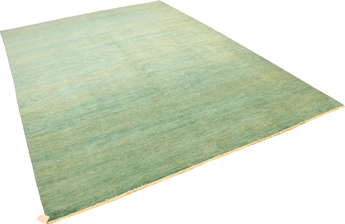 Green Wool Rug with Gold-Colored Stripes, 408 × 298 cm, view 3.