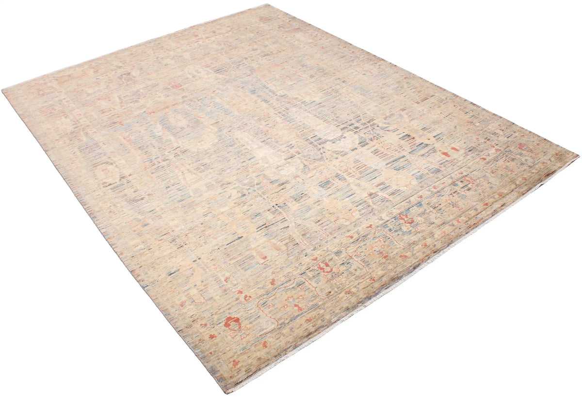 Light Afghan Rug with Blue Leaf Motifs, 405 × 312 cm, view 3.