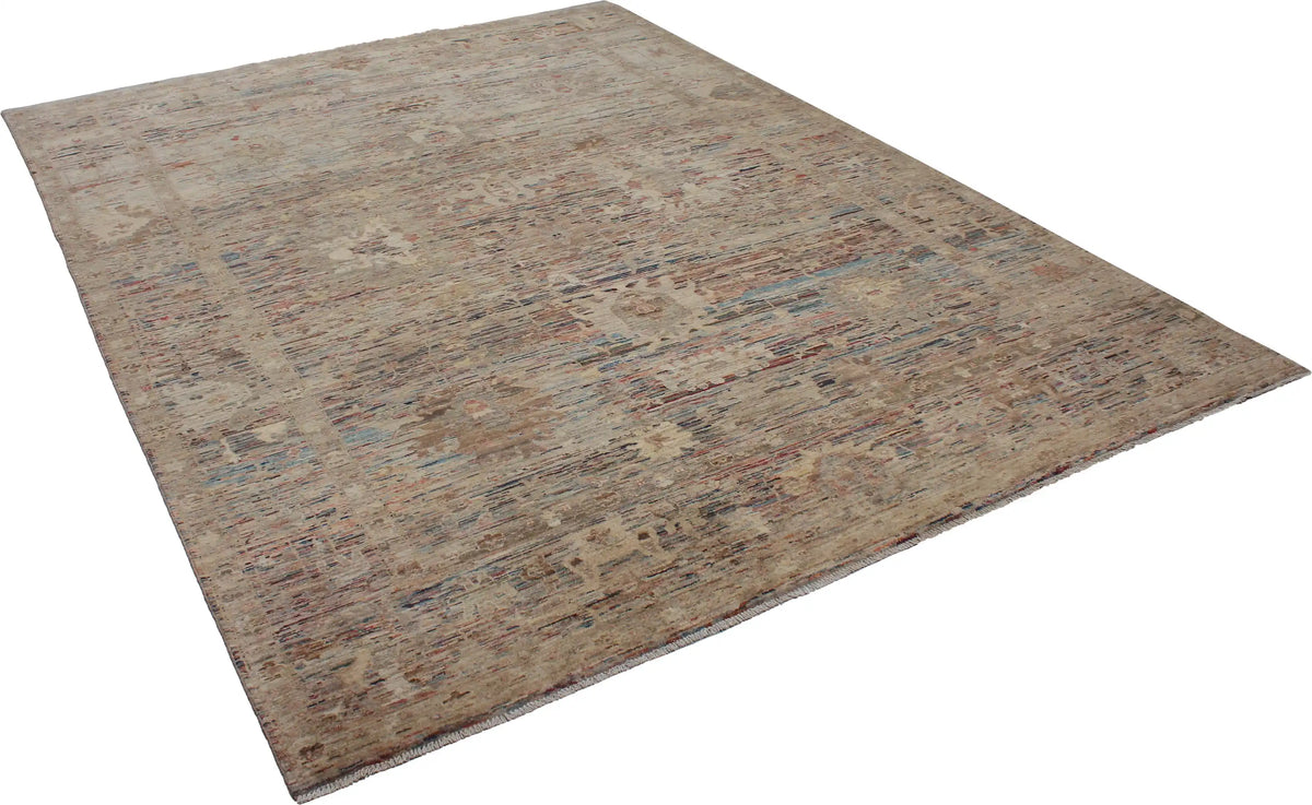 Beige & Brown Afghan Rug with Soft Flowers, 388 × 294 cm, view 3.