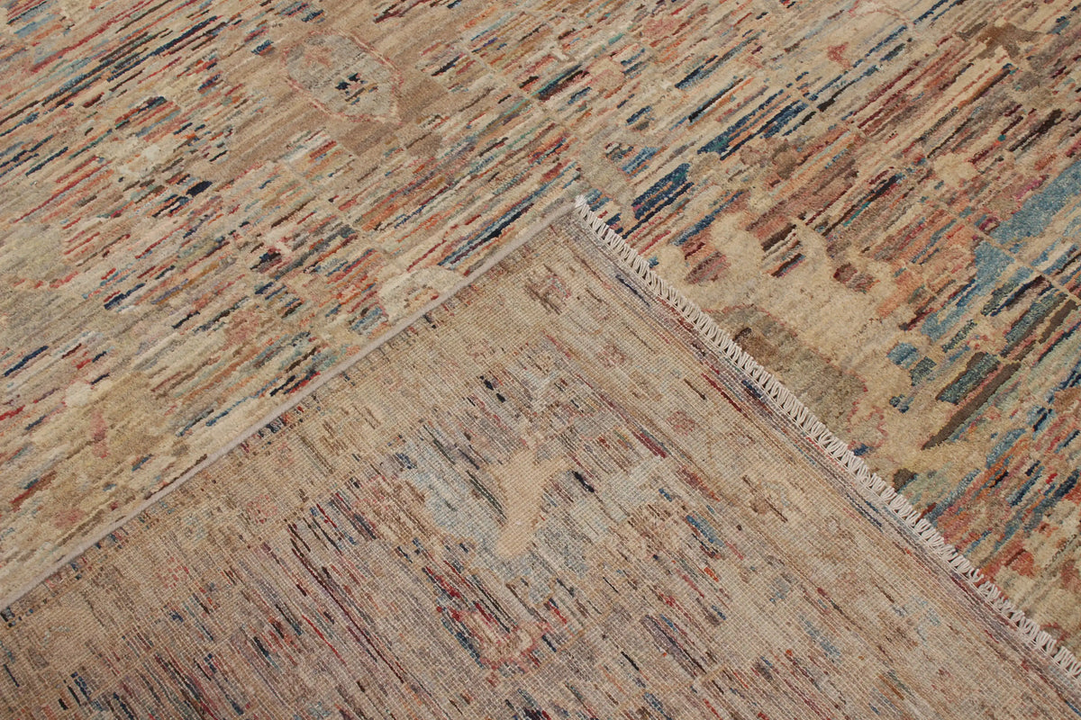 Beige & Brown Afghan Rug with Soft Flowers, 388 × 294 cm, view 5.