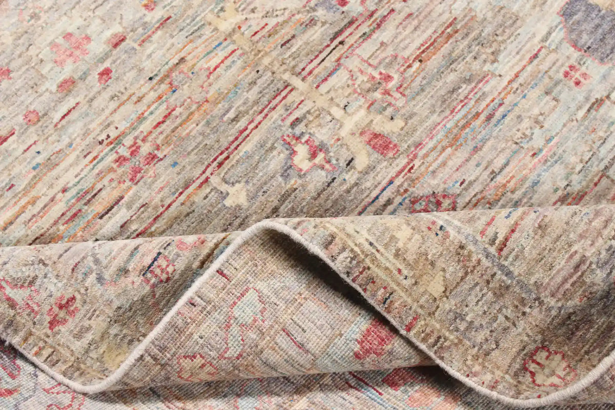Gray Wool Rug with Small Pink Flowers, 338 × 254 cm, view 9.