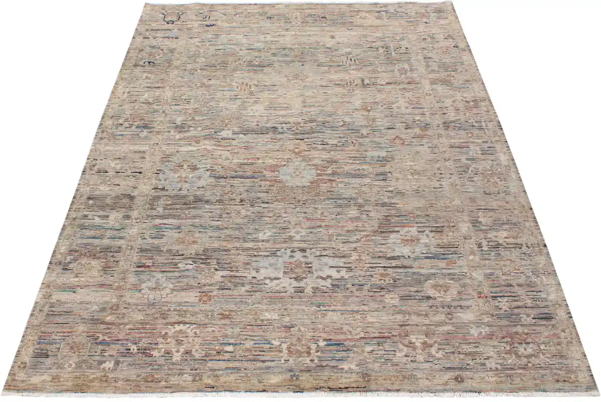 Heller Orientteppich mit cremefarbener Rosette, 348 × 254 cm – Ansicht 2 des handgeknüpften Wollteppichs
