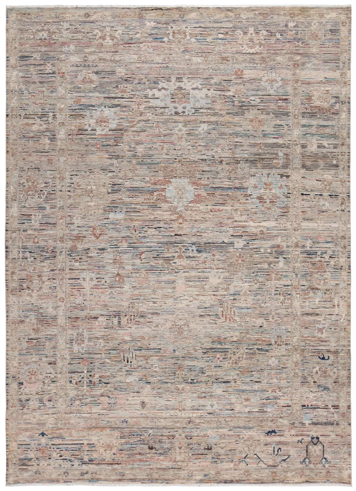 Heller Orientteppich mit cremefarbener Rosette, 348 × 254 cm – Gesamtansicht