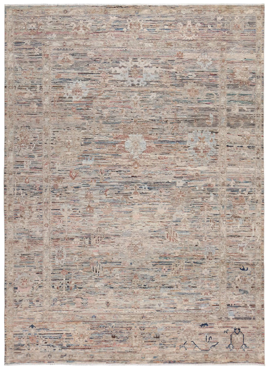 Heller Orientteppich mit cremefarbener Rosette, 348 × 254 cm – Gesamtansicht