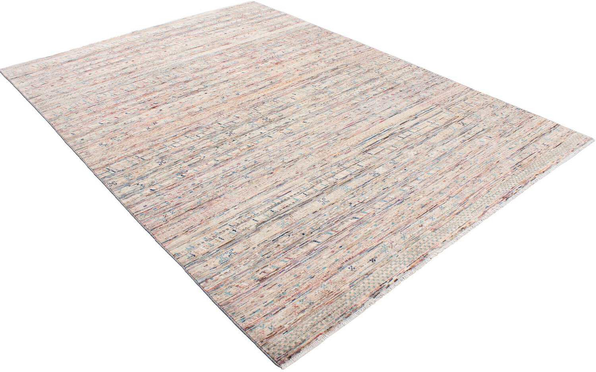 Abstrakter Orientteppich mit feinen Linien in Braun und Rosa, 348 × 249 cm – weitere Ansicht 3